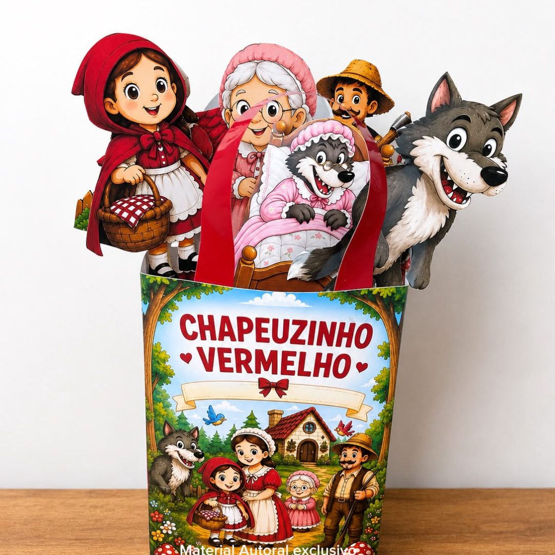 SACOLA DE HISTÓRIA CHAPEUZINHO VERMELHO